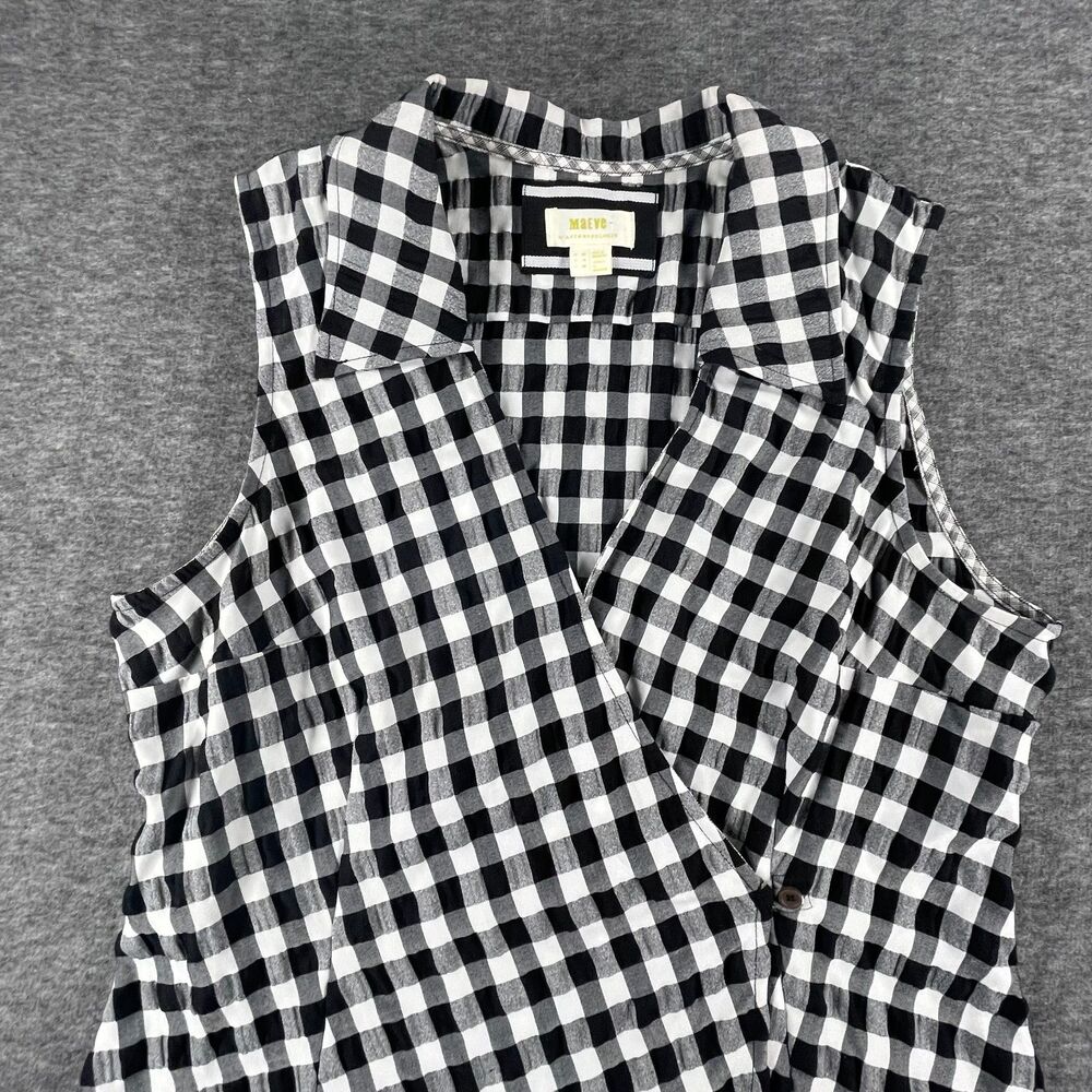 Maeve Anthropologie Gingham Wrap Sleeveless Top 16 Black White Blouse Summer - Picture 4 of 13